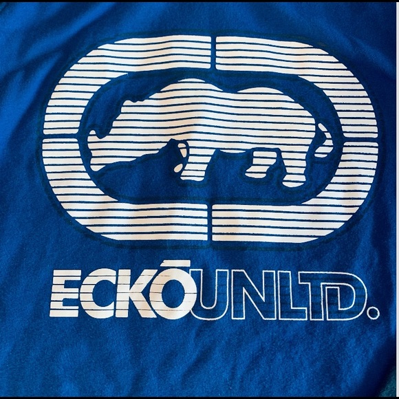 Ecko Logo Boys Long Sleeve T-shirt with Hood, Blue/Black, size 10-12 - Picture 3 of 6